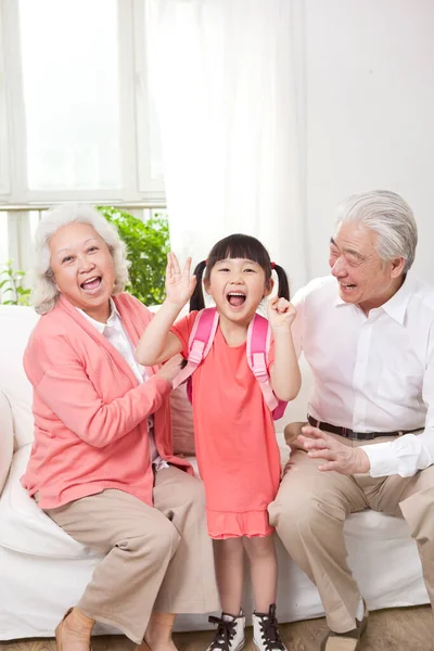 Senior Couple Granddaughter — Stock Photo, Image