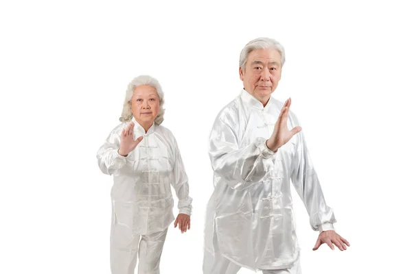 Two Senior People Doing Tai Chi — Stock Photo, Image