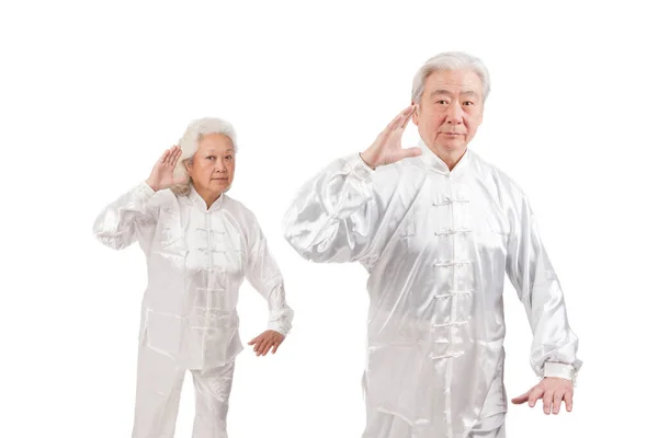 Two Senior People Doing Tai Chi — Stock Photo, Image