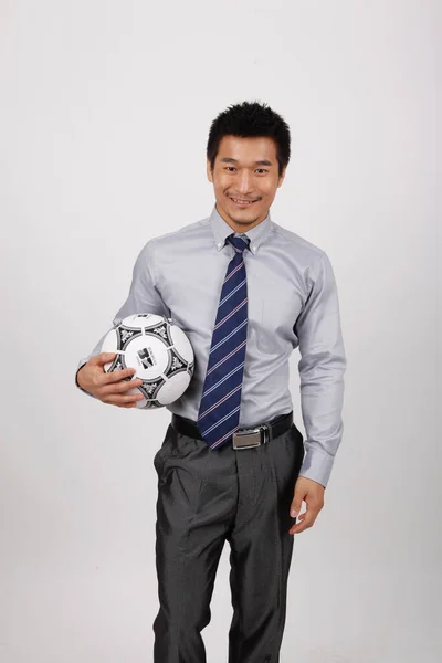 Homem Negócios Jogando Futebol — Fotografia de Stock