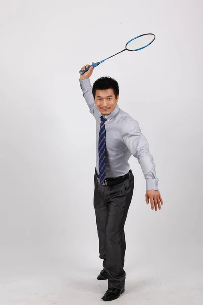 Homme Affaires Jouant Badminton — Photo
