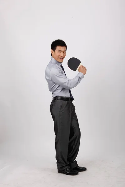 Biznesmen Grający Tenisa Stołowego — Zdjęcie stockowe