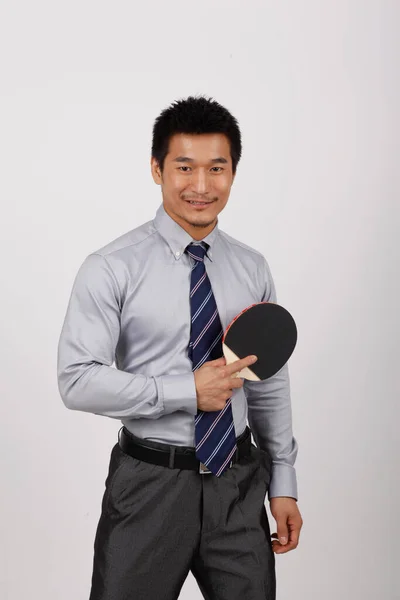 一个商人打乒乓球 — 图库照片