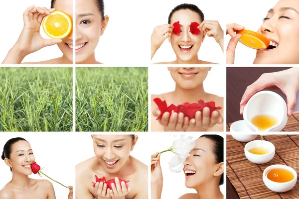 Sağlıkta güzellik makyaj kolajı