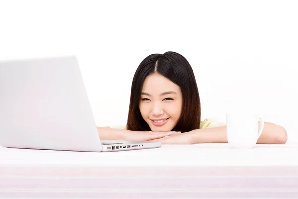 Young Woman Using Computer Royalty Free Stock Photos