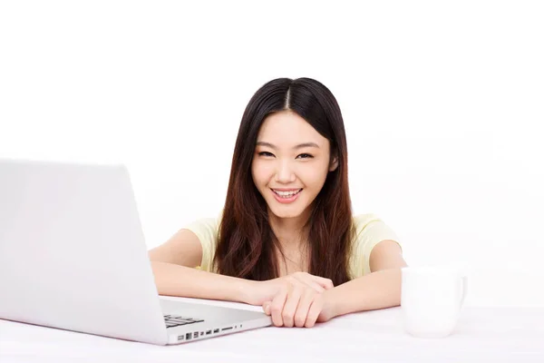 Young Woman Using Computer Stock Photo