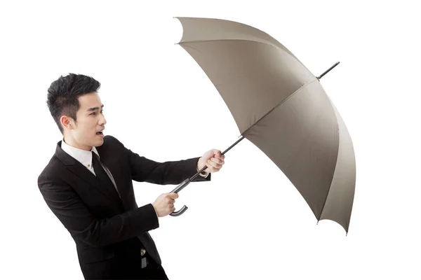 Business Man Och Umbrella — Stockfoto