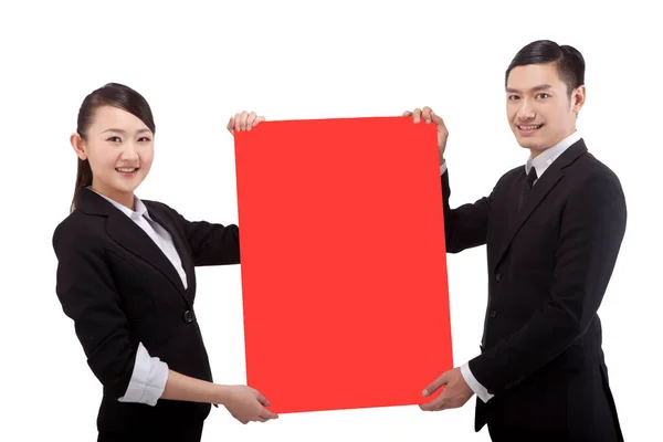 Empresários Com Quadro Vermelho — Fotografia de Stock