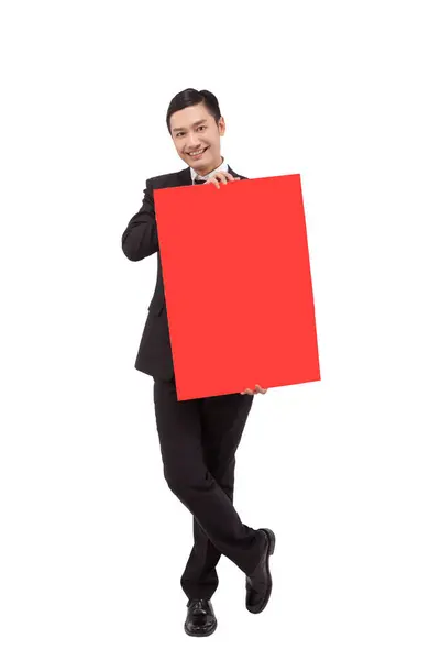 Empresários Com Papelão Vermelho — Fotografia de Stock