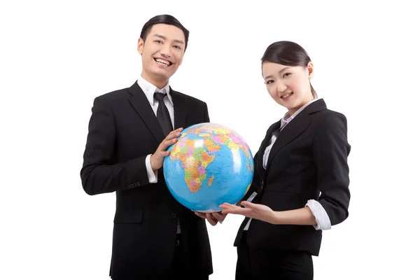 Business People Holding Globe — Stock Photo, Image