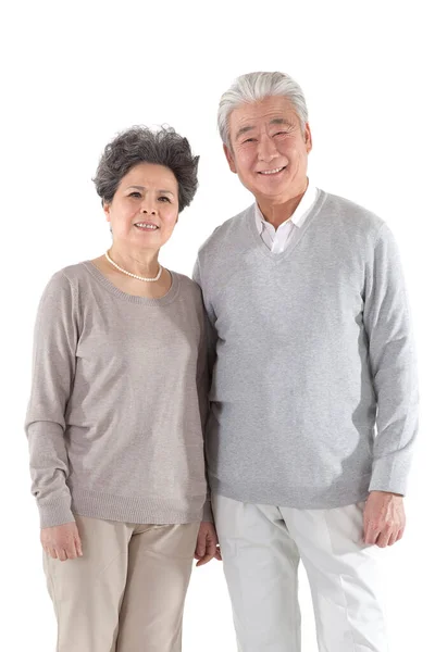 Oriental Old Couple White Background — Stock Photo, Image