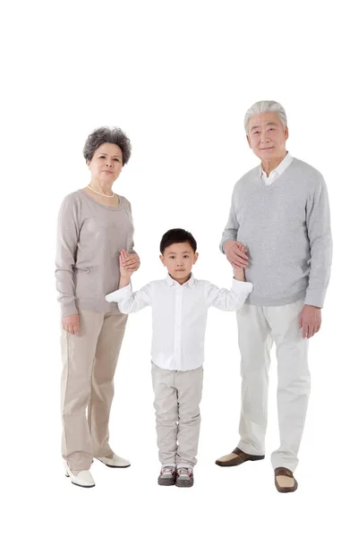 Little Boy Took Grandparents Hands — Stock Photo, Image