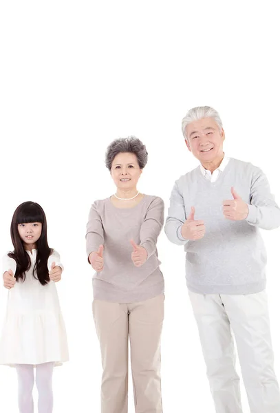 Niña Abuelos Sobre Fondo Blanco — Foto de Stock