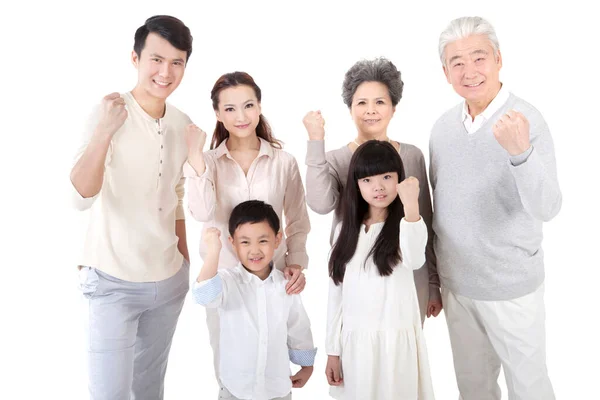 Familia Feliz Sobre Fondo Blanco —  Fotos de Stock