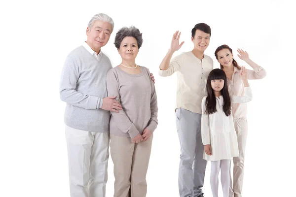 Gelukkig Familie Witte Achtergrond — Stockfoto