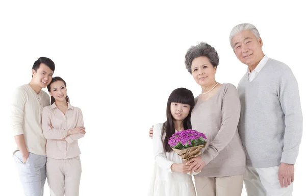 Glückliche Familie Auf Weißem Hintergrund — Stockfoto
