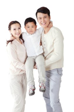 Üç kişilik doğulu aile.