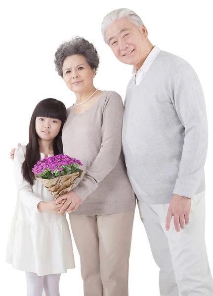 Girl Grandparents White Background — Stock Photo, Image