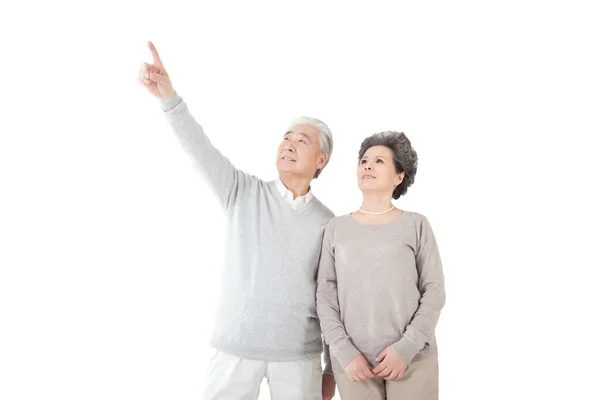 Vieux Couple Oriental Sur Fond Blanc — Photo