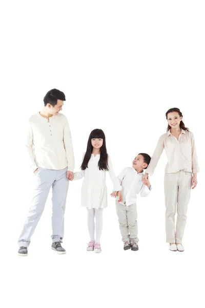 Familia Feliz Sobre Fondo Blanco — Foto de Stock