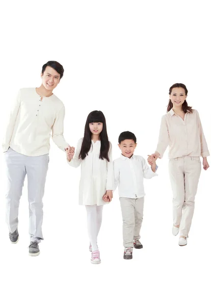 Família Feliz Fundo Branco — Fotografia de Stock