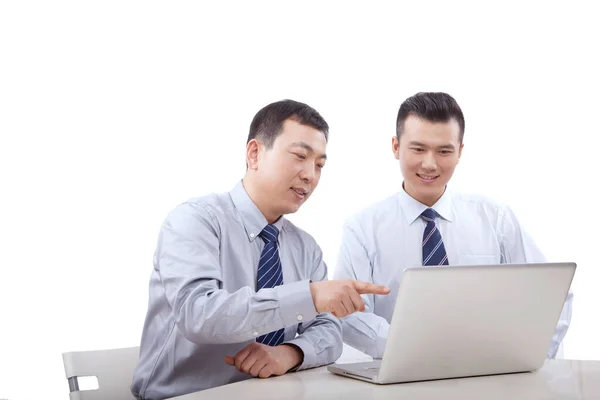 Two Business Men Who Use Computer — Stock Photo, Image