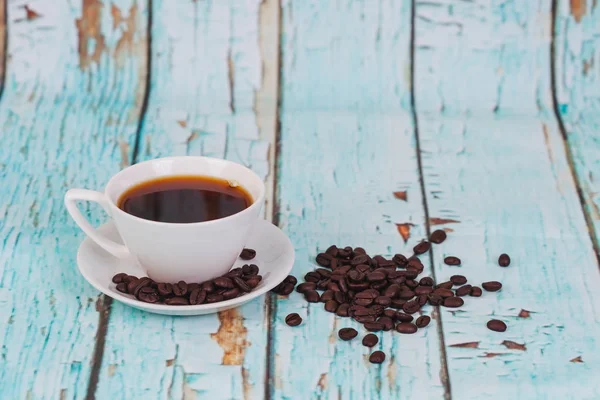 Hot Coffee Cup Wood Table — Stock Photo, Image