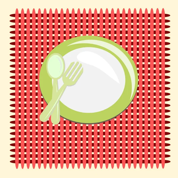 Top View Dish Spoon Mat Illustration Vector — Stock Vector