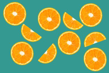 portakal dilim meyve renk arka plan üzerinde yukarıdan .