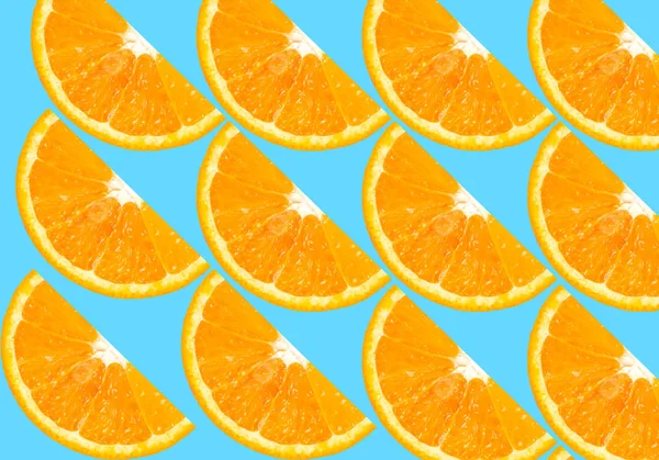 Draufsicht Auf Orangenscheiben Auf Farbigem Hintergrund — Stockfoto