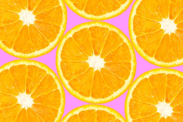 Bovenaanzicht Van Oranje Segment Fruit Kleur Achtergrond — Stockfoto