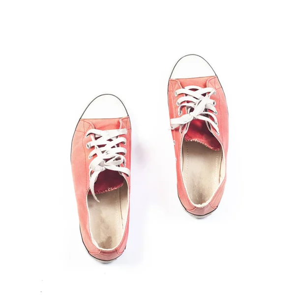 Vieilles Chaussures Baskets Sur Isolate — Photo