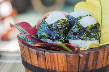 pirinç topu gıda tasarım ahşap kova, seçici focu