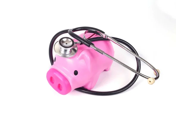 Piggy Bank Stethoscope Health Concept — Stock Photo, Image