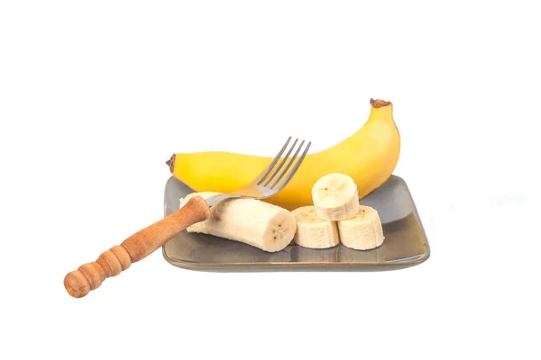 鲜香蕉片在白色背景上分离 — 图库照片