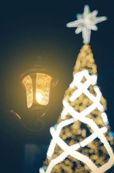 Illuminated Decoration Vintage Light Bulb Christmas Concept — Stock Photo, Image