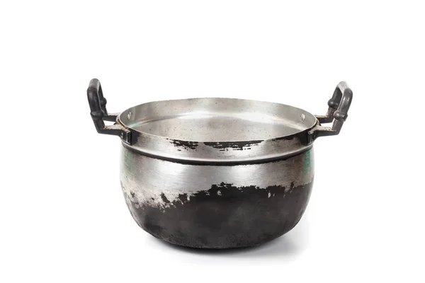 Grunge Dirty Cooking Pot Isolated White Backgroun — Stock Photo, Image