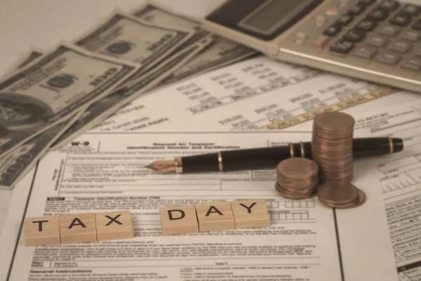 Wording Tax Tax Documents Money Table Tax Concept — Stock Photo, Image