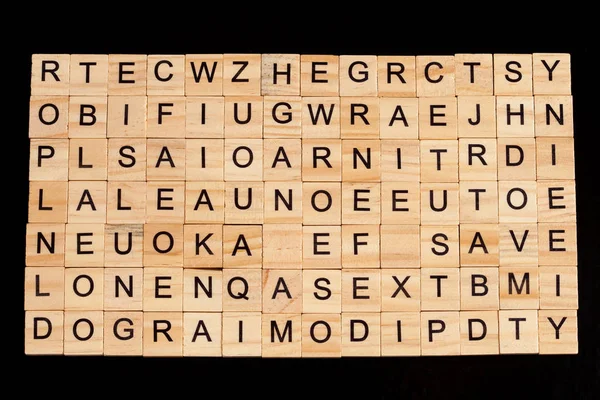 Случайная Буква Алфавита Деревянном Блоке Текстовый Фон — стоковое фото
