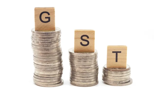 Goods Services Tax Word Stack Coins Isolate — Stock Photo, Image