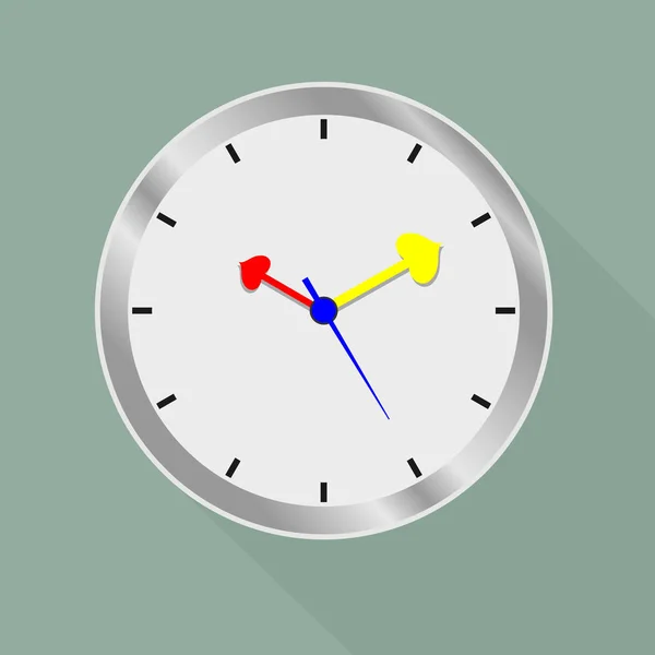 Conception Icône Horloge Avec Ombre Plat Vecteur Illustration — Image vectorielle