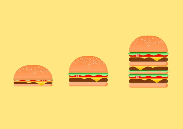 Hamburguesa Tamaño Pequeño Grande Easy Food Ilustración — Vector de stock