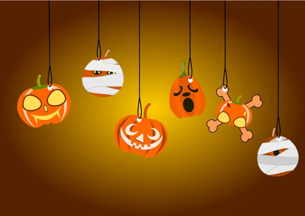 Collection Ensemble Tête Citrouille Halloween Jour Symbole — Image vectorielle