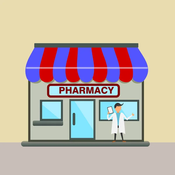 Farmacia Miniatura Tienda Farmacia Vector Ilustración — Archivo Imágenes Vectoriales