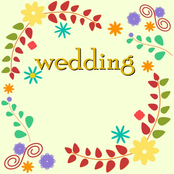 Προσκλητήριο Γάμου Ντιζάιν Λουλούδι Και Αφήσει Εικονογράφηση Διάνυσμα — Διανυσματικό Αρχείο