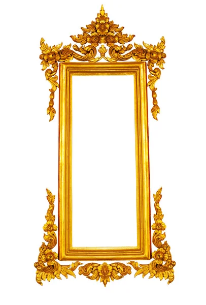 Golden Vintage Picture Frame Isolated White Background — Stock Photo, Image