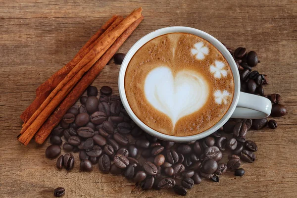 Hot Coffee Heart Sign Late Art Coffee — Stock Photo, Image