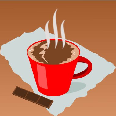 Tasarım, vektör çizim üzerinde kırmızı Kupası'nda sıcak coco.