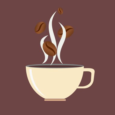 kahve fincanı ve fasulye stilize vektör logosu