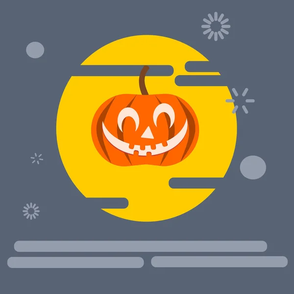 Halloween Jour Citrouille Tête Sur Pleine Lune Illustration Vectorielle — Image vectorielle